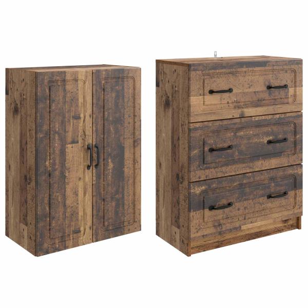 Schrankset 2 stk. 66 x 34,5 x 87 cm Holzwerkstoff Altholz