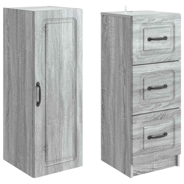 Schrankset 2 stk. 33 x 34,5 x 87 cm Holzwerkstoff Sonoma-Grau