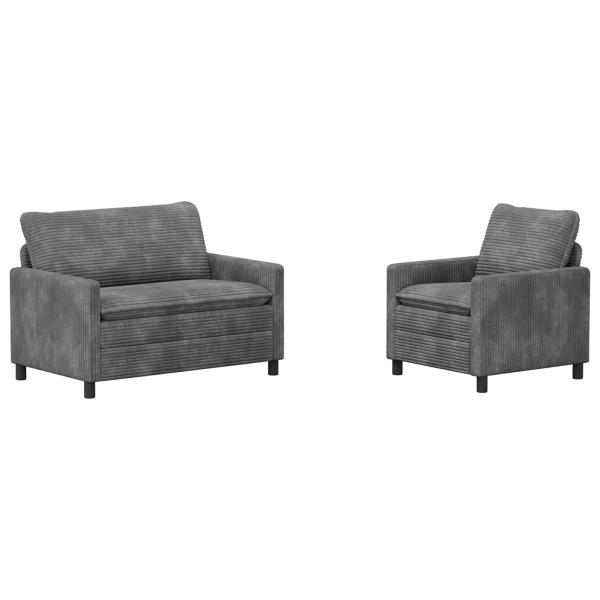 Sofa Set 2 stk. Hellgrau Polyester