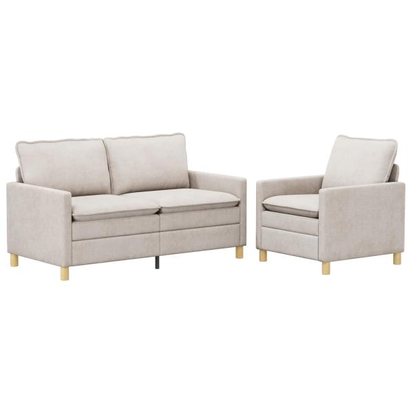 Sofa Set 2 stk. Creme Polyester