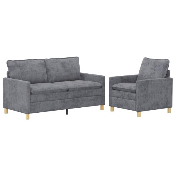 Sofa Set 2 stk. Hellgrau Polyester
