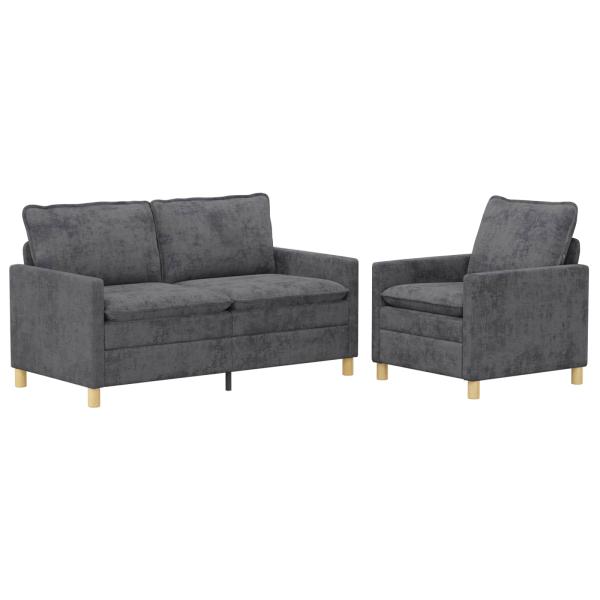 Sofa Set 2 stk. Dunkelgrau Polyester