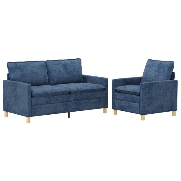 Sofa Set 2 stk. Blau Polyester
