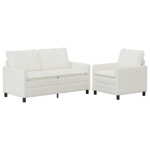 Sofa Set 2 stk. Creme Polyester