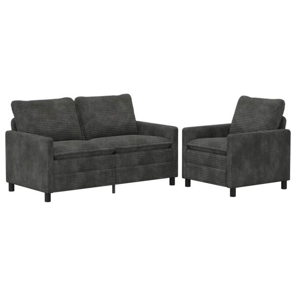 Sofa Set 2 stk. Anthrazit Polyester