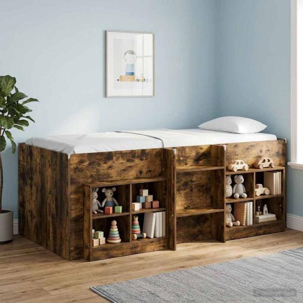 Hochbett für Kinder Raucheiche 80 x 200 cm Holzwerkstoff
