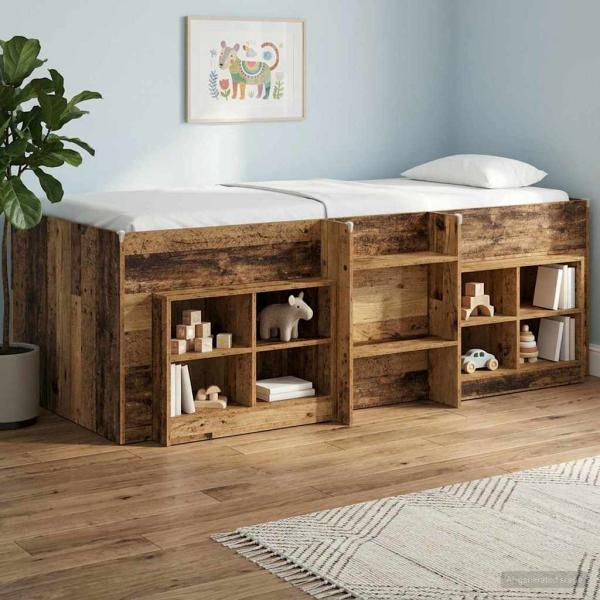 ARDEBO.de - Hochbett für Kinder Altholz 80 x 200 cm Holzwerkstoff
