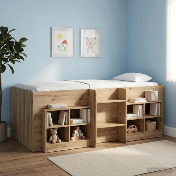 Hochbett für Kinder Artisan-Eiche 80 x 200 cm Holzwerkstoff