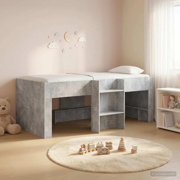 ARDEBO.de - Hochbett für Kinder Betongrau 90 x 200 cm Holzwerkstoff
