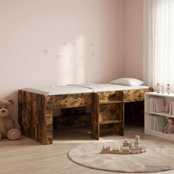 ARDEBO.de - Hochbett für Kinder Raucheiche 90 x 200 cm Holzwerkstoff