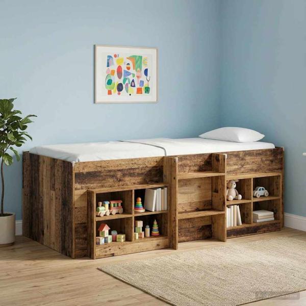 ARDEBO.de - Hochbett für Kinder Altholz 90 x 200 cm Holzwerkstoff