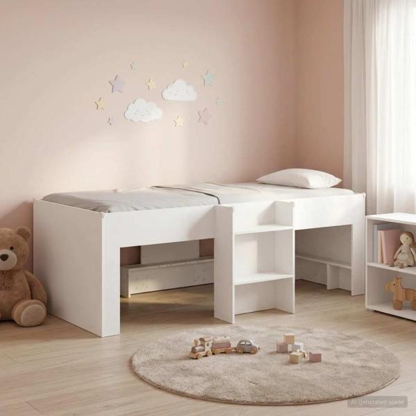 ARDEBO.de - Hochbett für Kinder Weiß 98,5 x 200 cm Holzwerkstoff