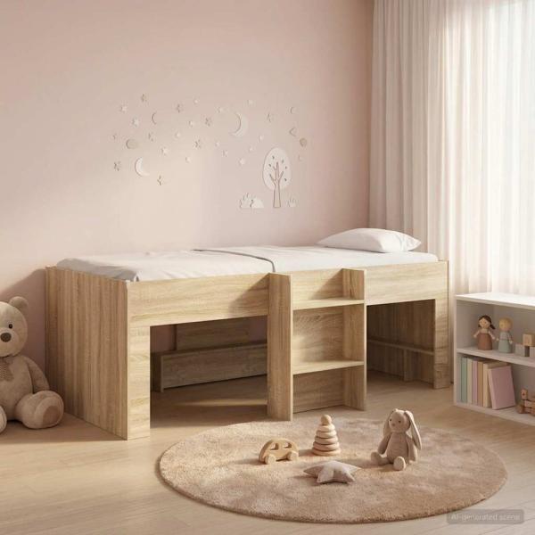 Hochbett für Kinder Sonoma-Eiche 98,5 x 200 cm Holzwerkstoff