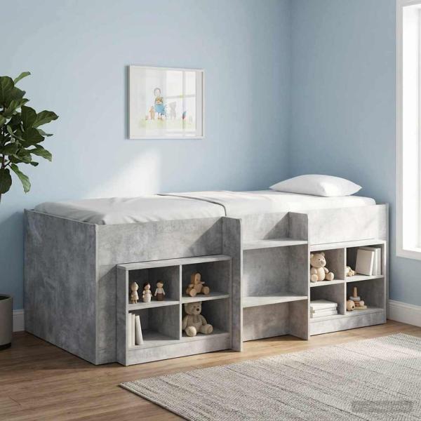 ARDEBO.de - Hochbett für Kinder Betongrau 98,5 x 200 cm Holzwerkstoff