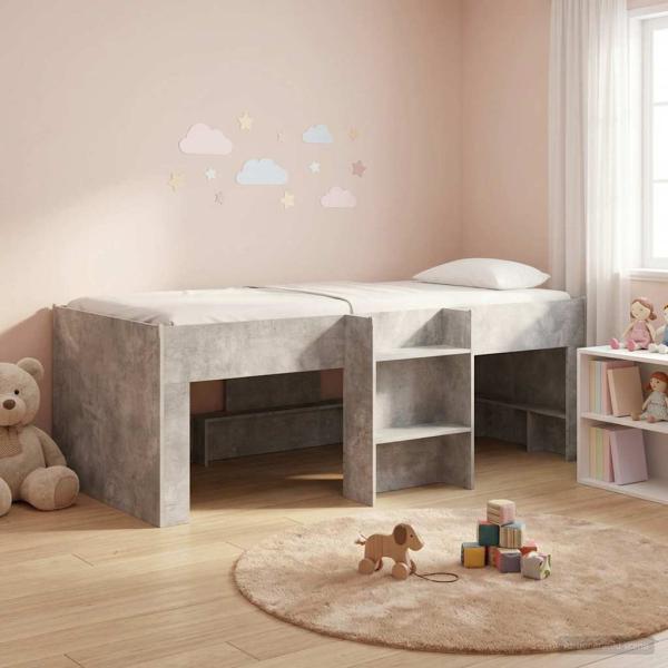 Hochbett für Kinder Betongrau 98,5 x 200 cm Holzwerkstoff