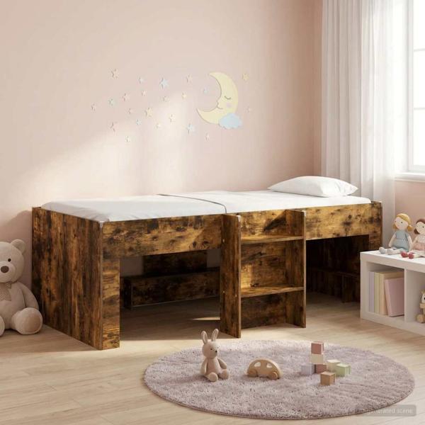 ARDEBO.de - Hochbett für Kinder Raucheiche 98,5 x 200 cm Holzwerkstoff