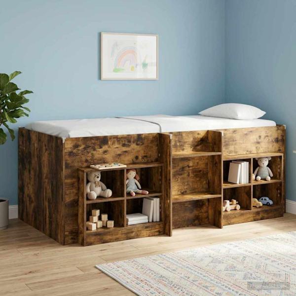 Hochbett für Kinder Raucheiche 98,5 x 200 cm Holzwerkstoff