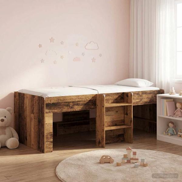 ARDEBO.de - Hochbett für Kinder Altholz 98,5 x 200 cm Holzwerkstoff