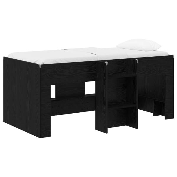 Hochbett für Kinder Schwarz Eichen-Optik 80 x 160 cm