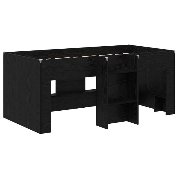 Hochbett für Kinder Schwarz Eichen-Optik 80 x 160 cm