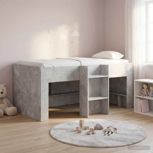 ARDEBO.de - Hochbett für Kinder Betongrau 80 x 160 cm Holzwerkstoff