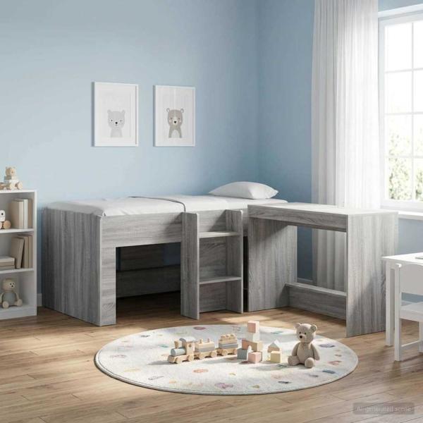 ARDEBO.de - Hochbett für Kinder Sonoma-Grau 80 x 160 cm Holzwerkstoff
