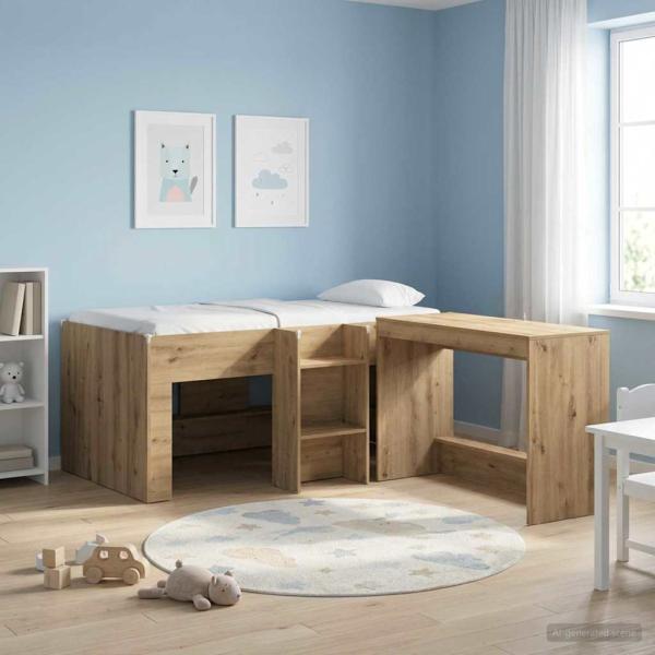 ARDEBO.de - Hochbett für Kinder Artisan-Eiche 80 x 160 cm Holzwerkstoff