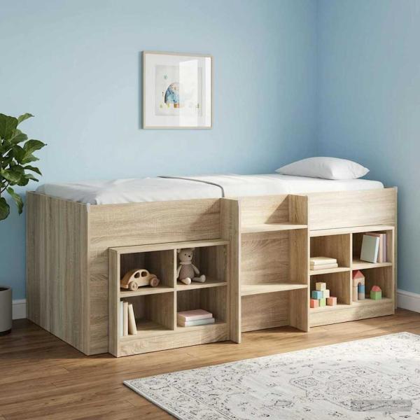 ARDEBO.de - Hochbett für Kinder Sonoma-Eiche 90 x 190 cm Holzwerkstoff