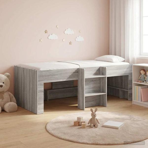 Hochbett für Kinder Sonoma-Grau 90 x 190 cm Holzwerkstoff