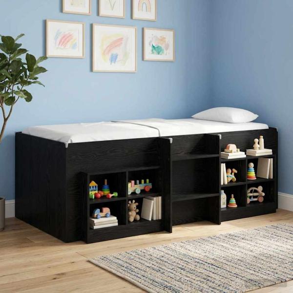 ARDEBO.de - Hochbett für Kinder Schwarze Eiche 75 x 190 cm Holzwerkstoff