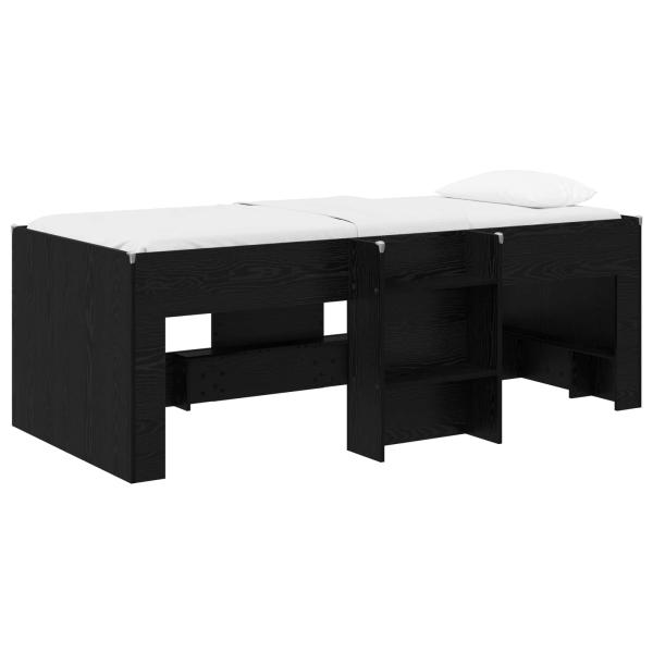 Hochbett für Kinder Schwarze Eiche 75 x 190 cm Holzwerkstoff