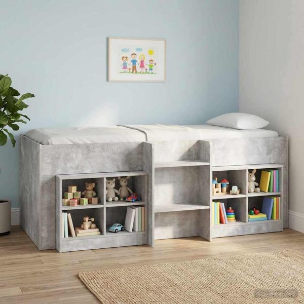 ARDEBO.de - Hochbett für Kinder Betongrau 75 x 190 cm Holzwerkstoff