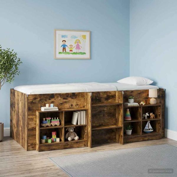ARDEBO.de - Hochbett für Kinder Raucheiche 75 x 190 cm Holzwerkstoff