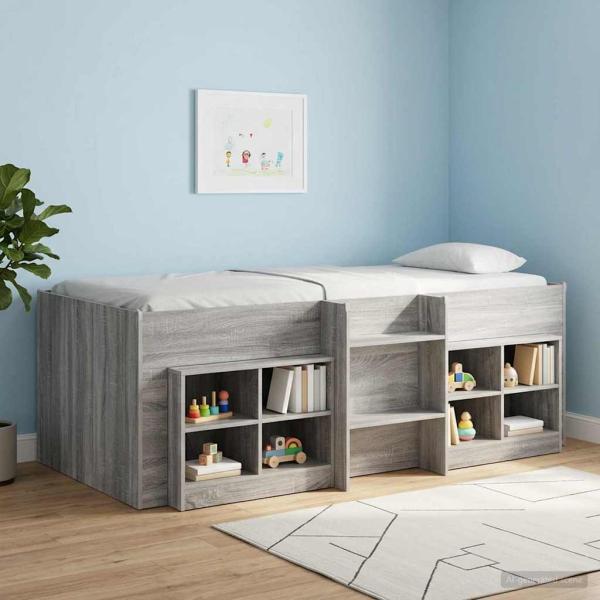 Hochbett für Kinder Sonoma-Grau 75 x 190 cm Holzwerkstoff