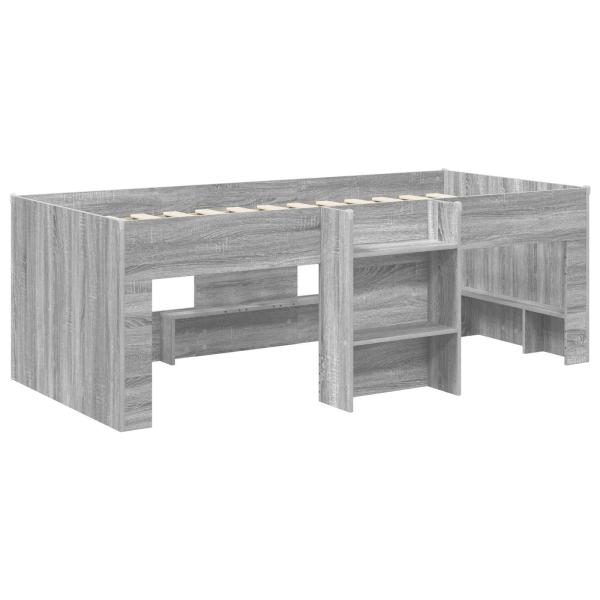 Hochbett für Kinder Sonoma-Grau 75 x 190 cm Holzwerkstoff