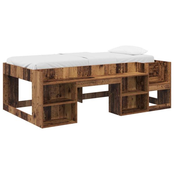 Kinderbettgestell mit Stauraum Altholz 90 x 200 cm