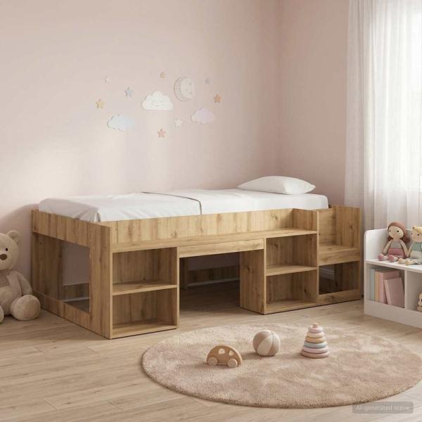 ARDEBO.de - Kinderbettgestell mit Stauraum Artisan-Eiche 90 x 200 cm