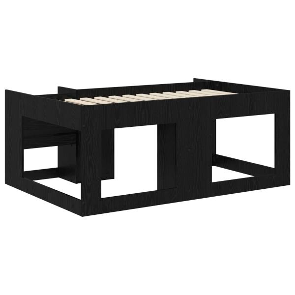 Kinderbettgestell mit Stauraum Schwarz Eichen-Optik 80 x 160 cm