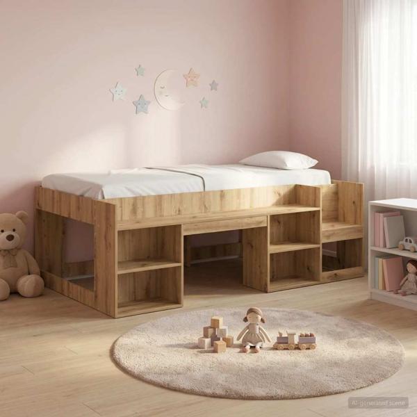ARDEBO.de - Kinderbettgestell mit Stauraum Artisan-Eiche 90 x 190 cm