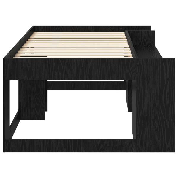 Kinderbettgestell mit Stauraum Schwarz Eichen-Optik 75 x 190 cm