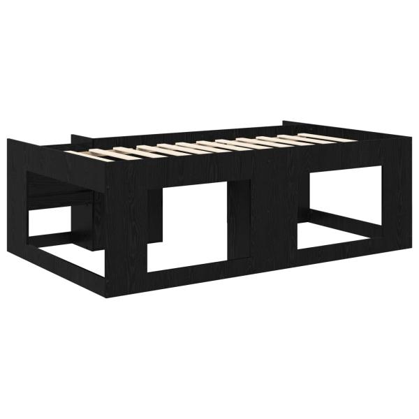 Kinderbettgestell mit Stauraum Schwarz Eichen-Optik 75 x 190 cm