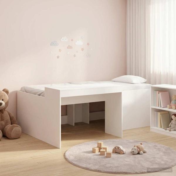 ARDEBO.de - Hochbett mit Schreibtisch für Kinder Weiß 80 x 200 cm