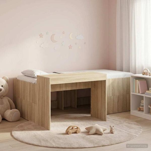 ARDEBO.de - Hochbett mit Schreibtisch für Kinder Sonoma-Eiche 80 x 200 cm