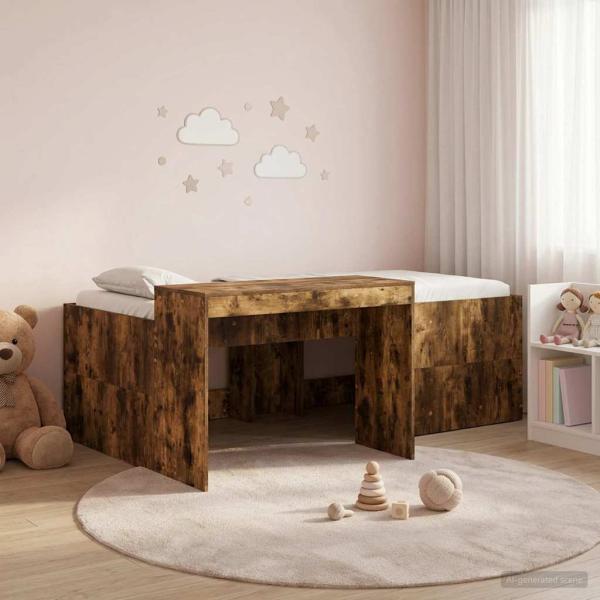 ARDEBO.de - Hochbett mit Schreibtisch für Kinder Geräucherte Eiche