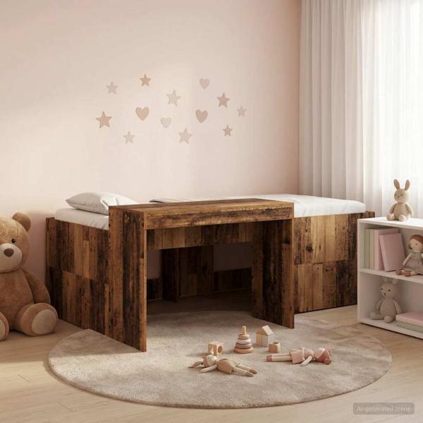ARDEBO.de - Hochbett mit Schreibtisch für Kinder Altholz 80 x 200 cm