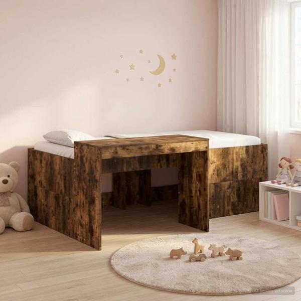 ARDEBO.de - Hochbett mit Schreibtisch für Kinder Geräucherte Eiche