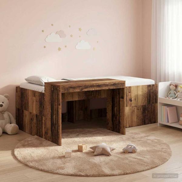 ARDEBO.de - Hochbett mit Schreibtisch für Kinder Altholz 90 x 200 cm