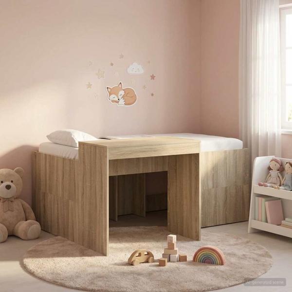 ARDEBO.de - Hochbett mit Schreibtisch für Kinder Sonoma-Eiche 80 x 160 cm