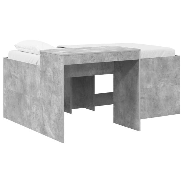 Hochbett mit Schreibtisch für Kinder Betongrau 80 x 160 cm