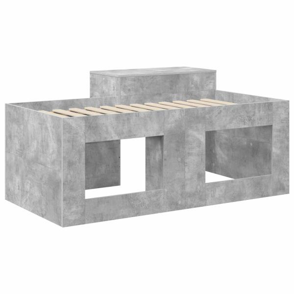 Hochbett mit Schreibtisch für Kinder Betongrau 80 x 160 cm